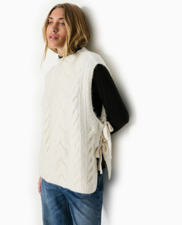 Pull sans manches avec nouettes sur les côtés blanc - Pimkie