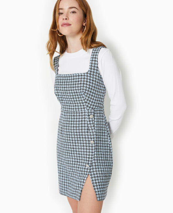 Robe courte à bretelles en tweed bleu clair - Pimkie