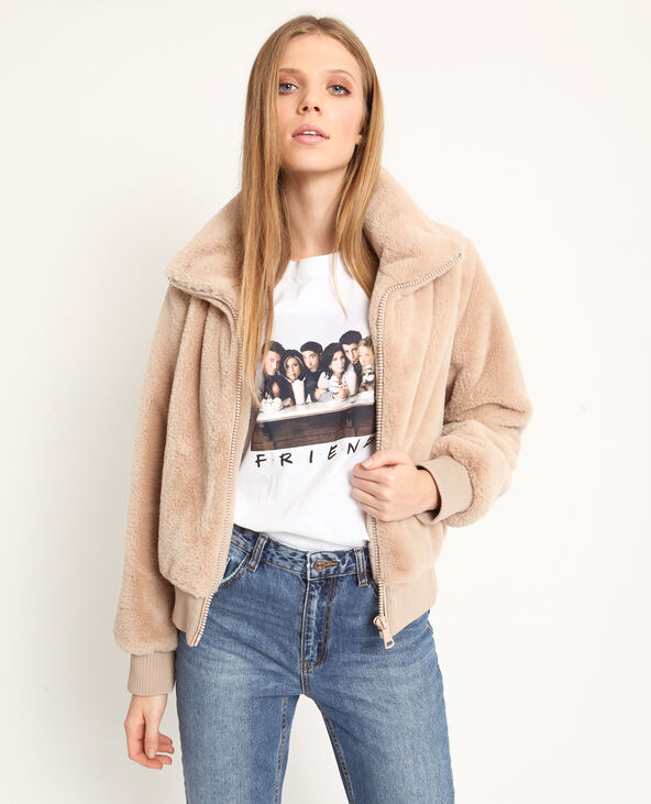 Blouson en fausse fourrure rose clair - Pimkie