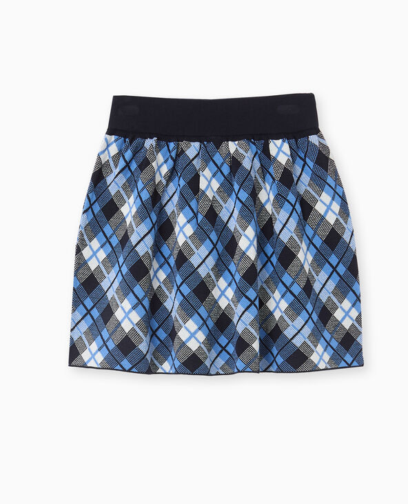 Jupe courte en maille motif carreaux jacquard bleu - Pimkie