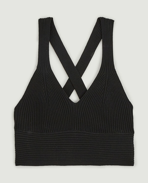 Brassière maille côtelée noir - Pimkie