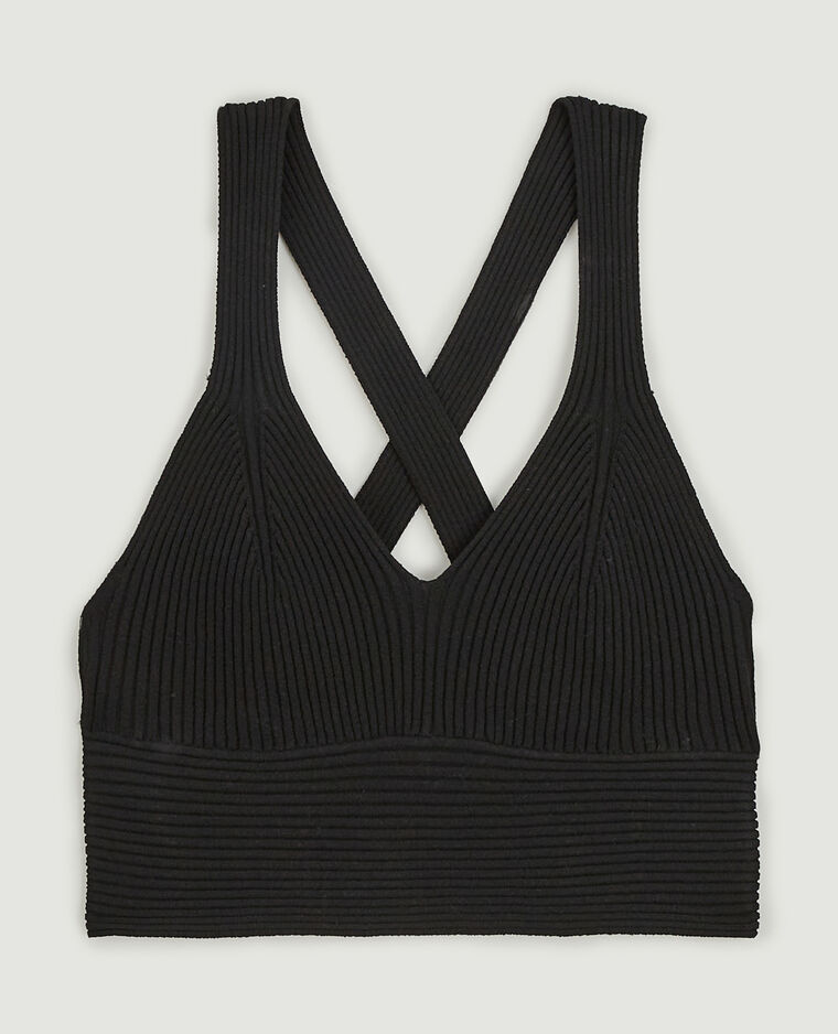 Brassière maille côtelée noir - Pimkie