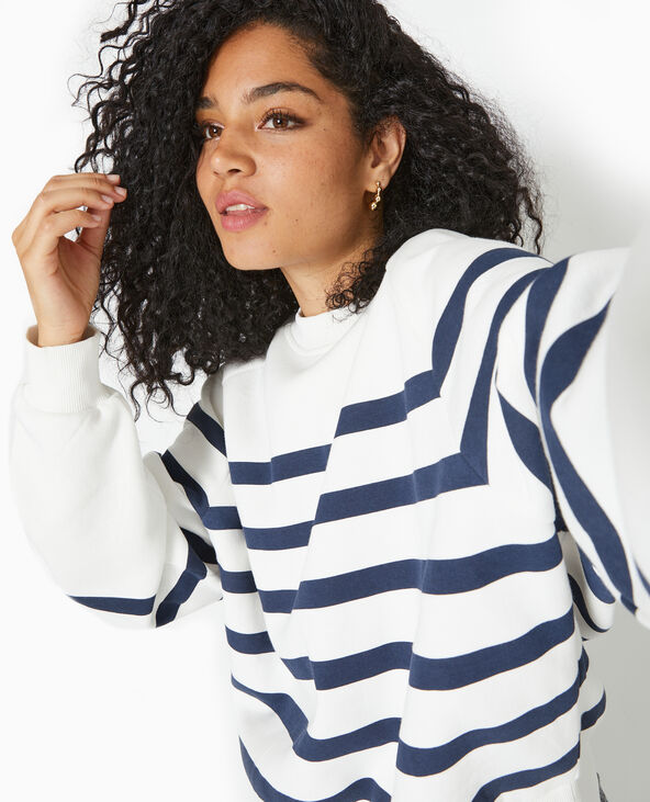 Sweat col rond rayé bleu - Pimkie