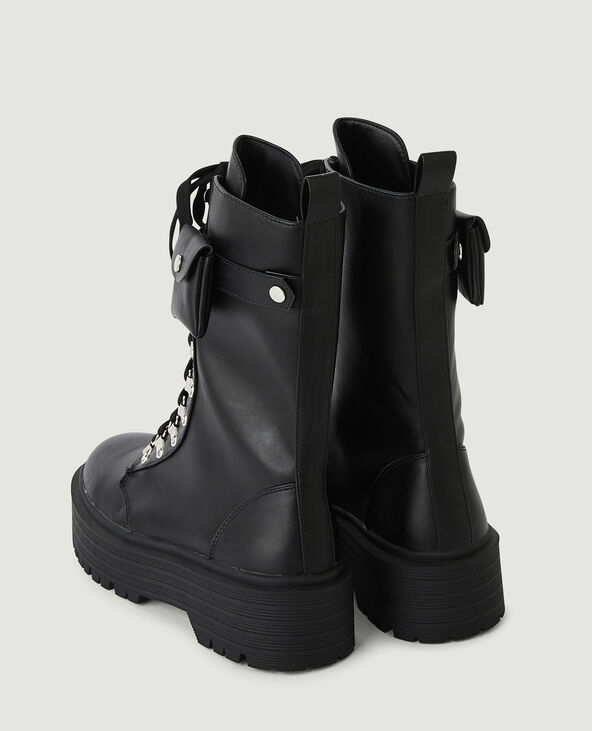 Bottines simili cuir style rangers noir - Pimkie