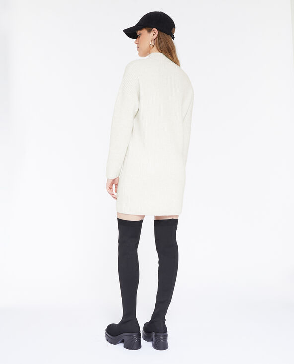 Robe courte en maille avec col montant écru - Pimkie