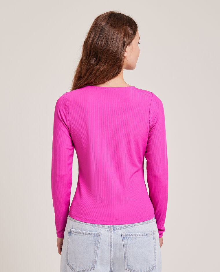 Top maille côtelée avec découpes rose fuchsia - Pimkie