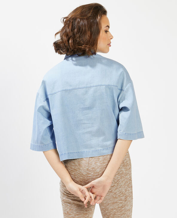 Chemisette cropped chambray bleu - Pimkie