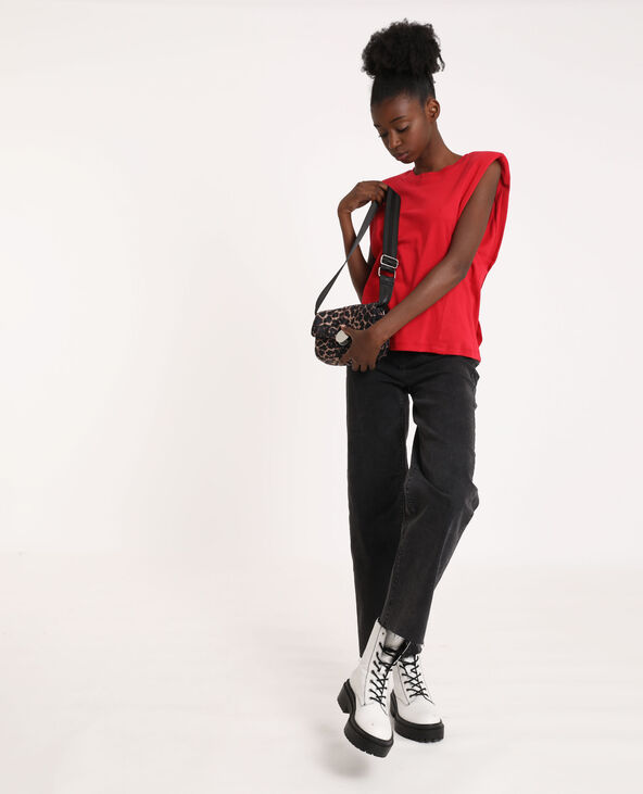 T-shirt à épaulettes rouge - Pimkie