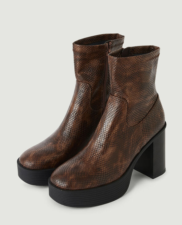 Bottines effet python plateforme Pimkie