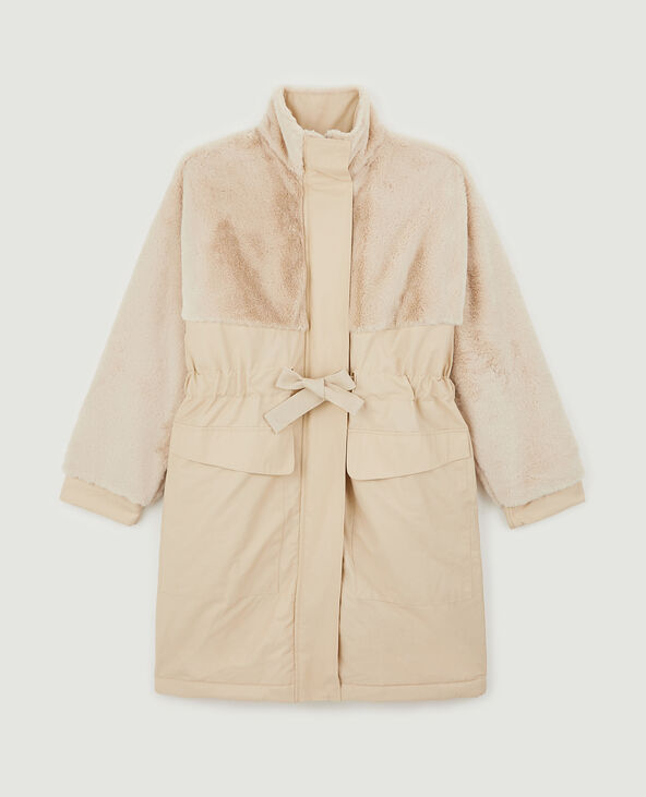 Parka longue bi-matière blanc - Pimkie