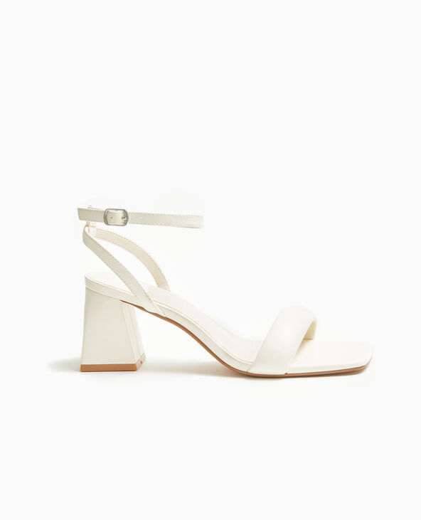 Sandales 1 bride avec talons trapèzes blanc - Pimkie