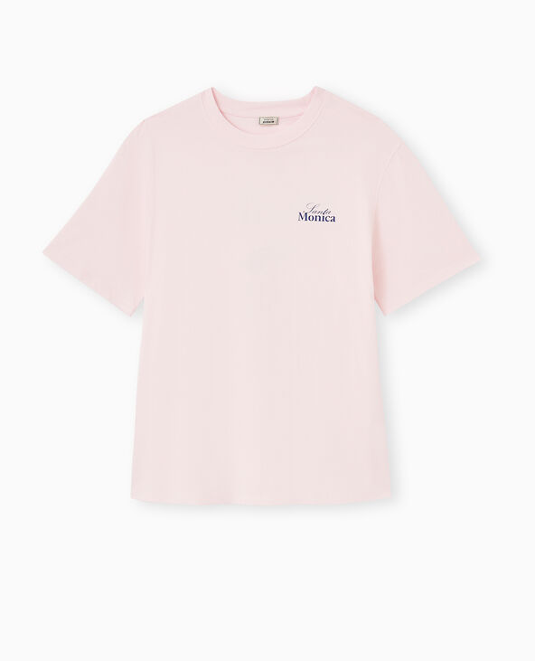 T-shirt oversize avec print poitrine et dos rose - Pimkie
