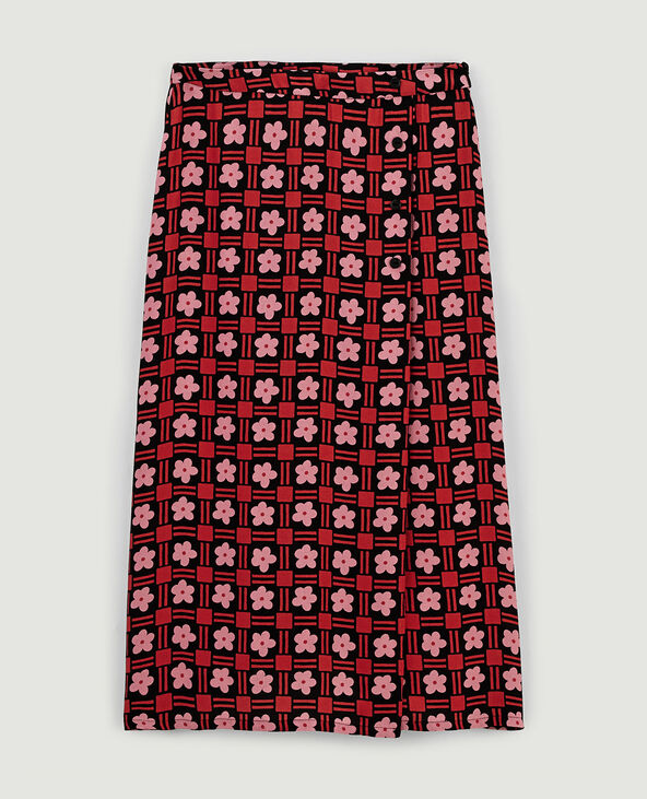 Jupe midi boutonnée rouge - Pimkie
