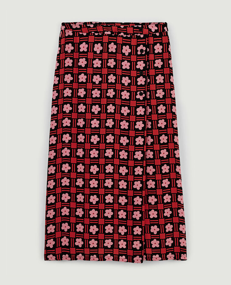 Jupe midi boutonnée rouge - Pimkie