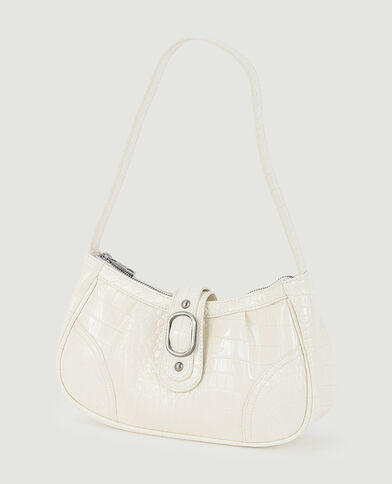 Sac baguette effet croco verni blanc - Pimkie