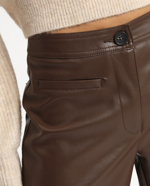 Pantalon droit simili cuir marron - Pimkie