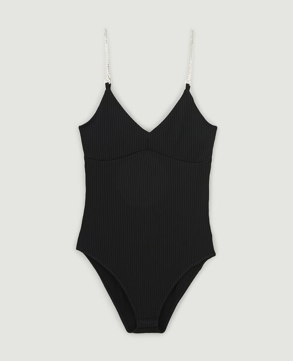 Body avec bretelles strass noir - Pimkie
