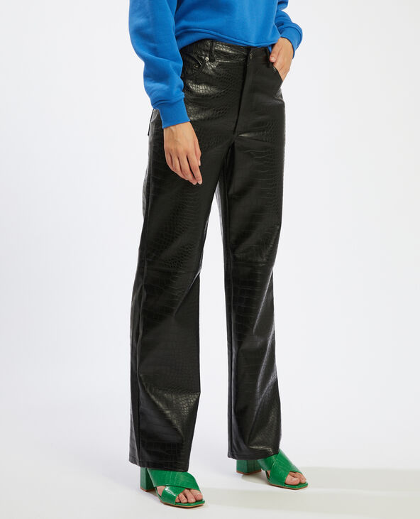 Pantalon simili cuir motif python noir - Pimkie