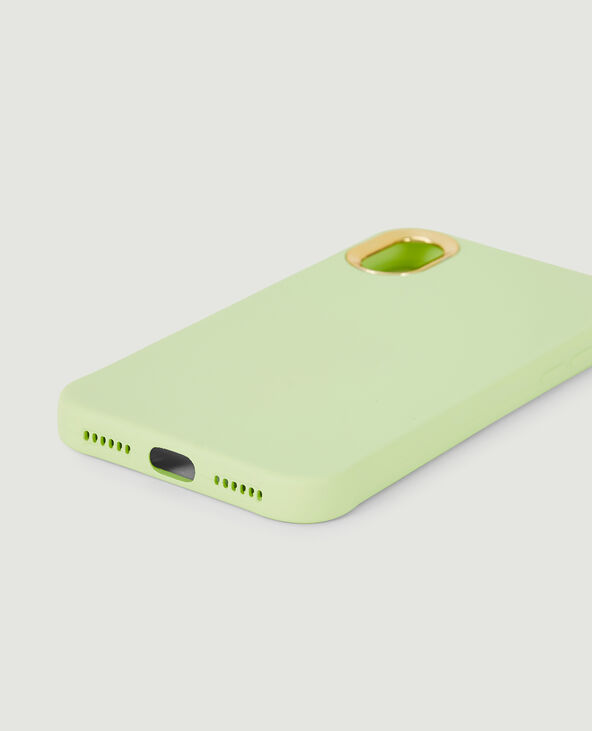 Coque iPhone contour doré vert anis - Pimkie