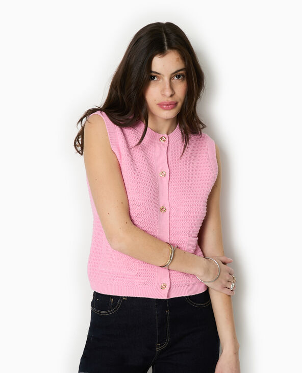 Gilet sans manches boutons métal rose - Pimkie