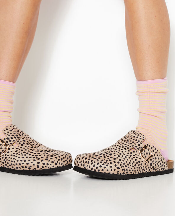 Chaussettes rayées maille bouclette intérieure rose clair - Pimkie