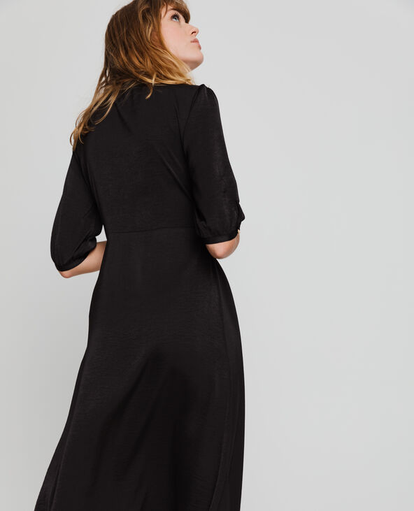 Robe longue satinée noir - Pimkie