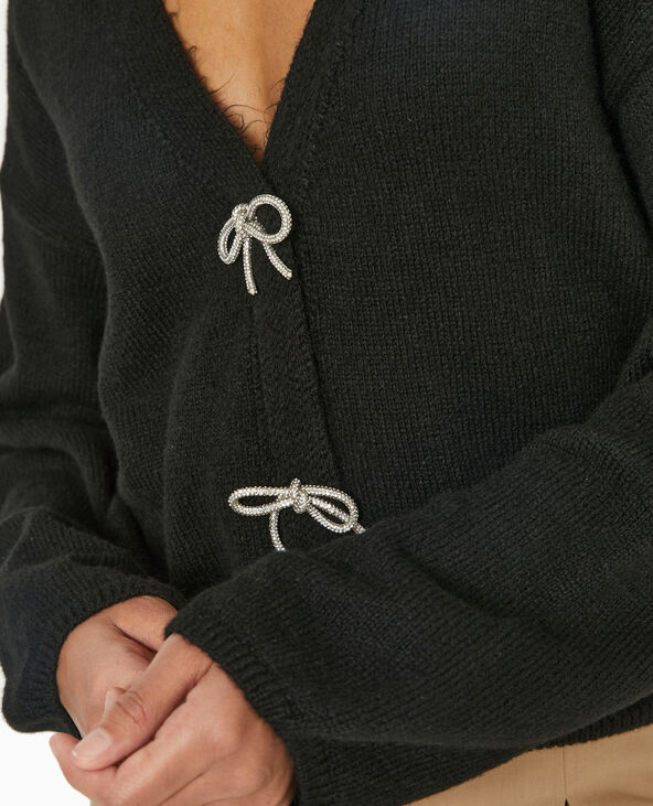 Pull effet gilet avec nœuds à strass noir - Pimkie