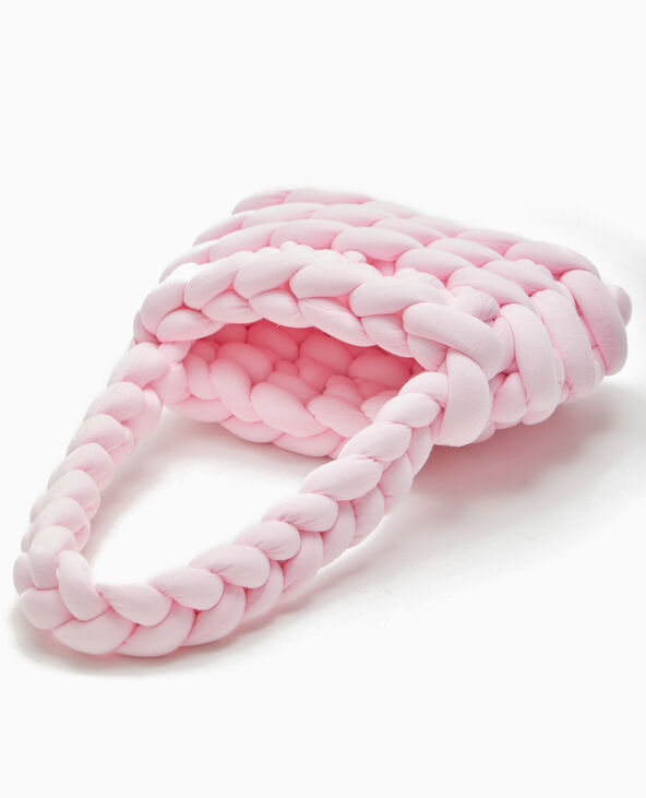 Sac en grosse maille tressée rose clair - Pimkie