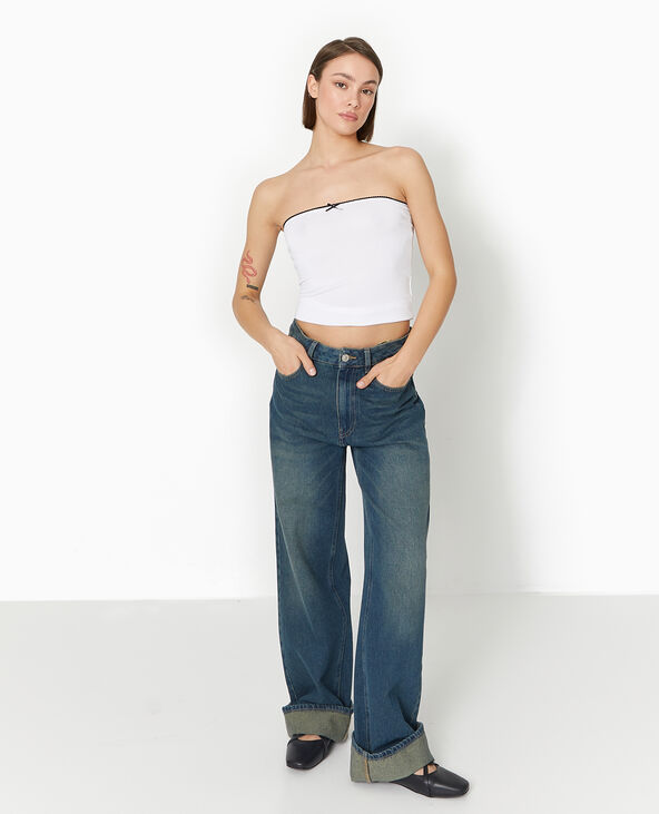 Top bustier avec petit nœud blanc - Pimkie