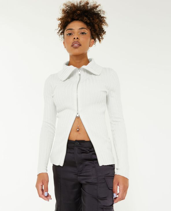Gilet zippé col montant blanc - Pimkie