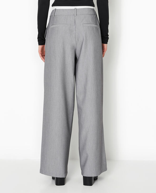 Pantalon large avec effet caleçon apparent gris - Pimkie