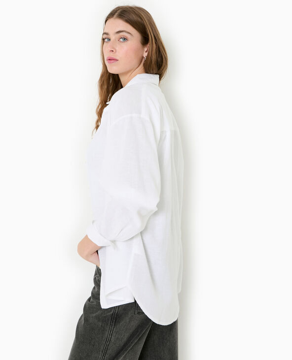 Chemise oversize avec lin blanc - Pimkie