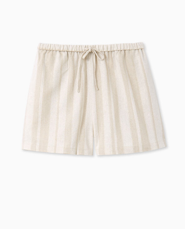 Short ceinture coulissée avec lin blanc - Pimkie