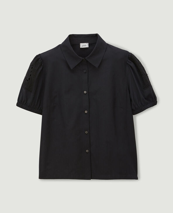 Chemise courte avec dentelle noir - Pimkie