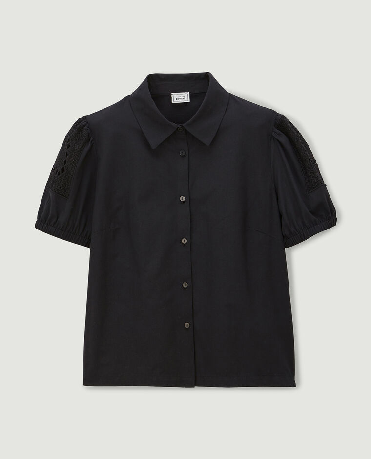 Chemise courte avec dentelle noir - Pimkie