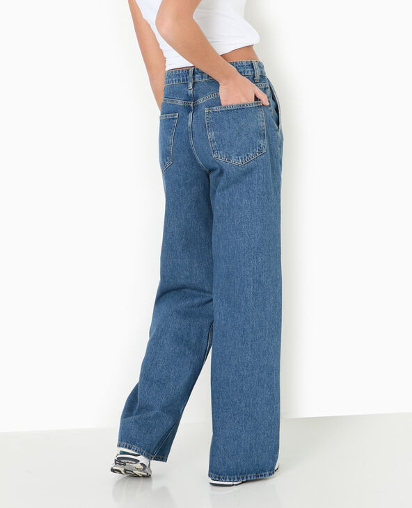 Jean wide taille haute avec pinces bleu - Pimkie