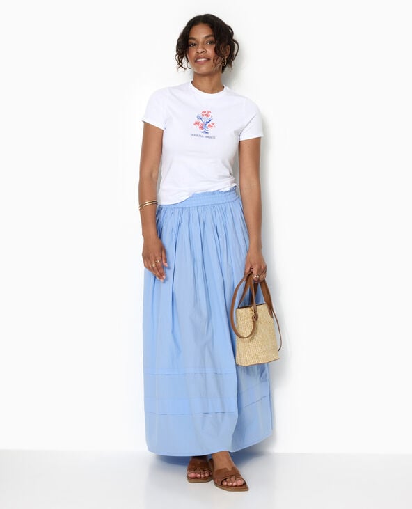Jupe longue en popeline avec ceinture élastiquée bleu - Pimkie