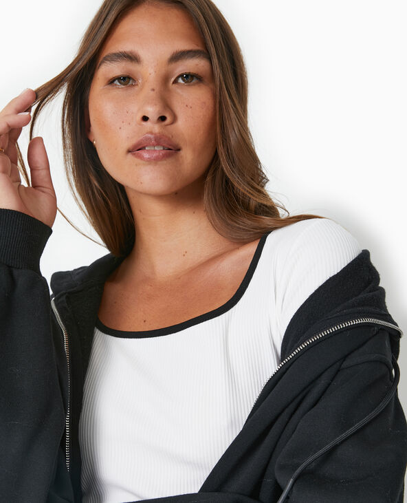Top en maille côtelée avec biais contrasté blanc - Pimkie