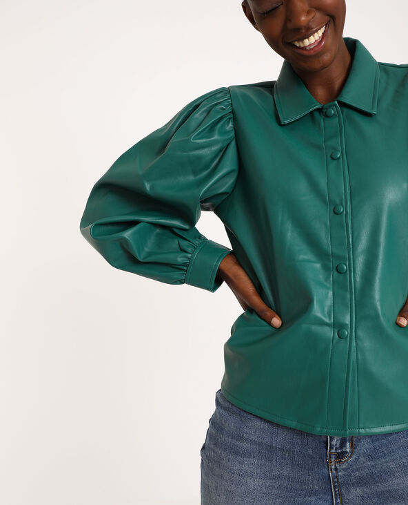 Chemise en simili cuir vert foncé - Pimkie