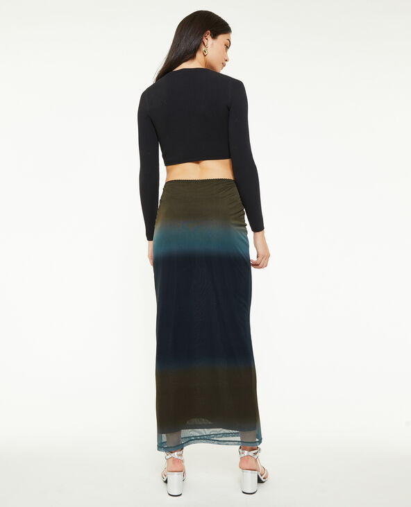 Jupe longue et droite en micro-mesh noir - Pimkie
