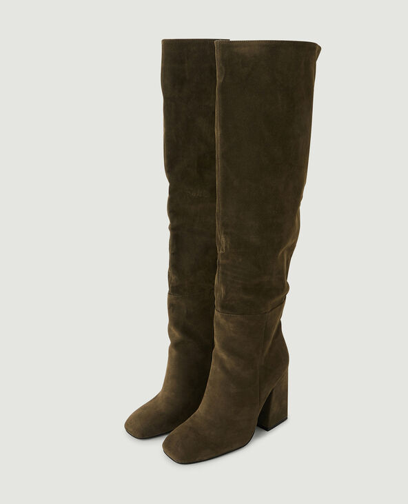 Bottes suédine à talon taupe - Pimkie