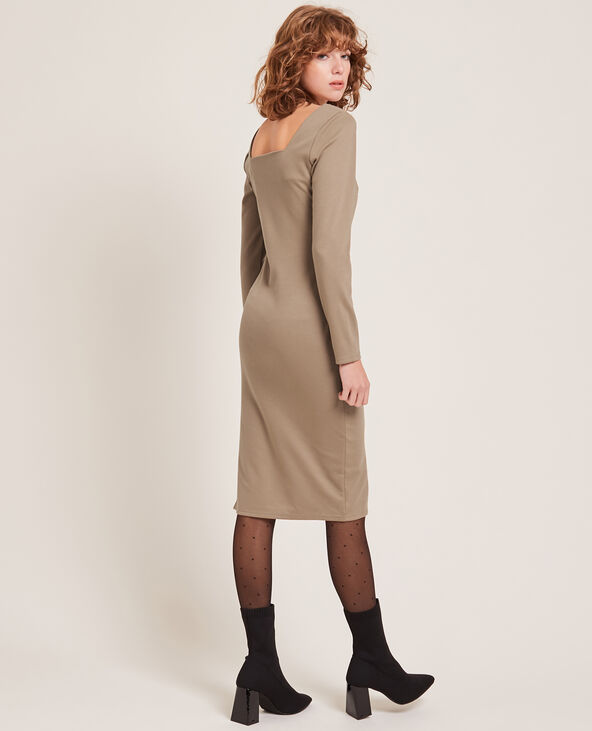 Robe fourreau manches longues marron - Pimkie