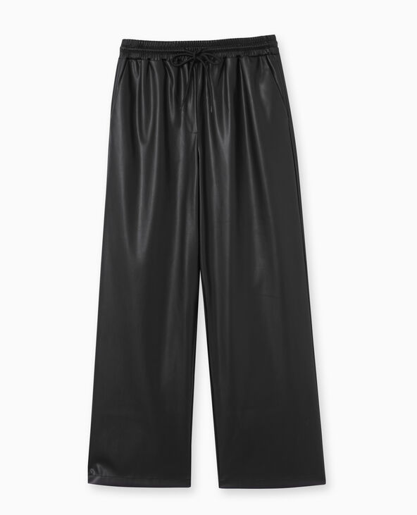 Pantalon en simili taille élastiquée noir - Pimkie