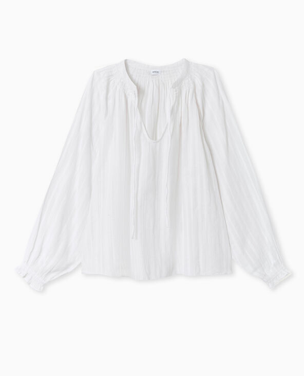 Blouse ample avec nouette et manches ballons blanc - Pimkie