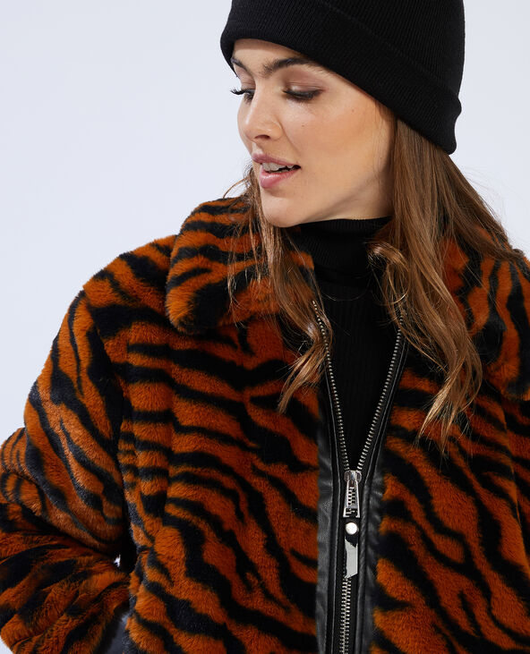Blouson fausse fourrure et simili marron - Pimkie