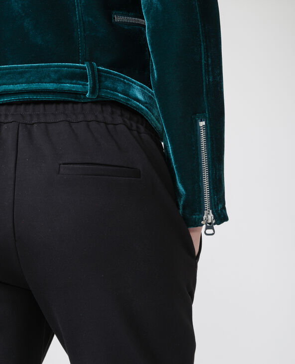 Veste biker effet velours vert foncé - Pimkie