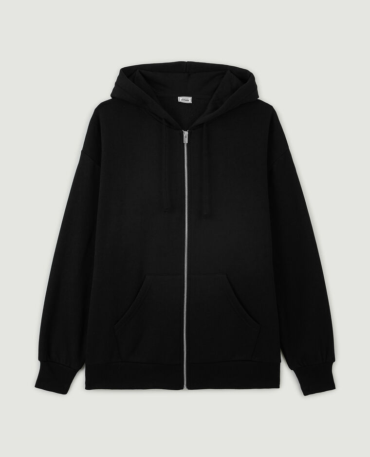 Sweat zippé oversize avec capuche noir - Pimkie