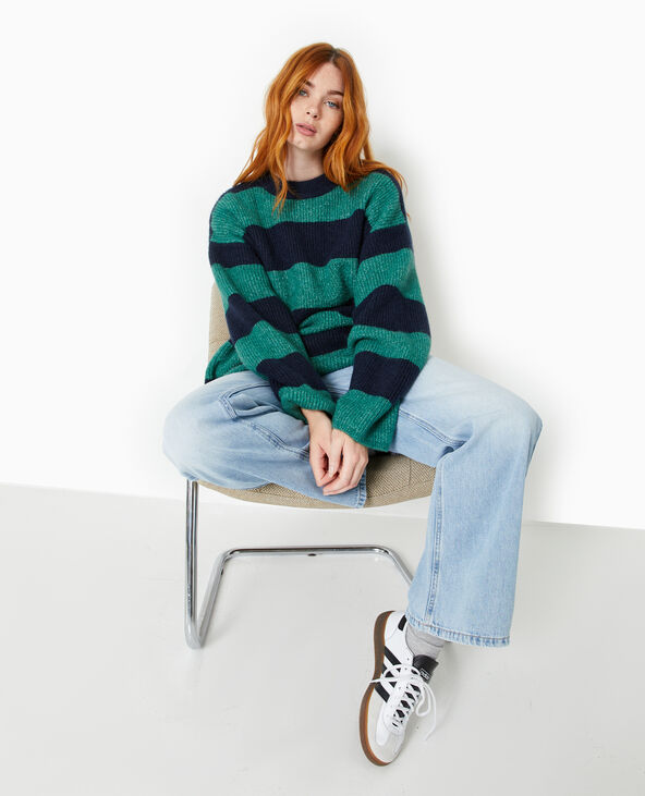 Pull oversize en maille rayée bleu marine - Pimkie