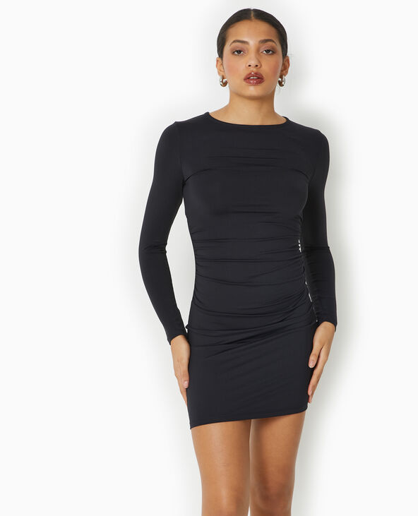 Robe courte en maille avec dos ouvert noir - Pimkie
