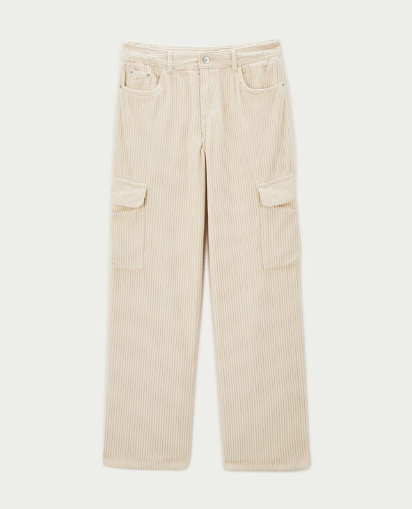 Pantalon cargo en velours grosses côtes sable - Pimkie